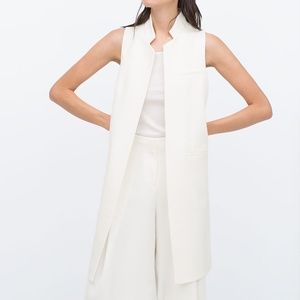 Zara long waistcoat in white